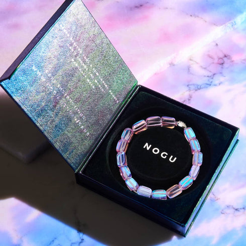 Lila Mondaufgang | 925 Sterling Silber | Galaxie Glaskiesel Armband